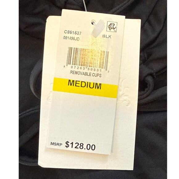 NEW Becca Women's Black Strappy Halter One-Piece Swimsuit Size Medium NWT - Picture 3 of 4